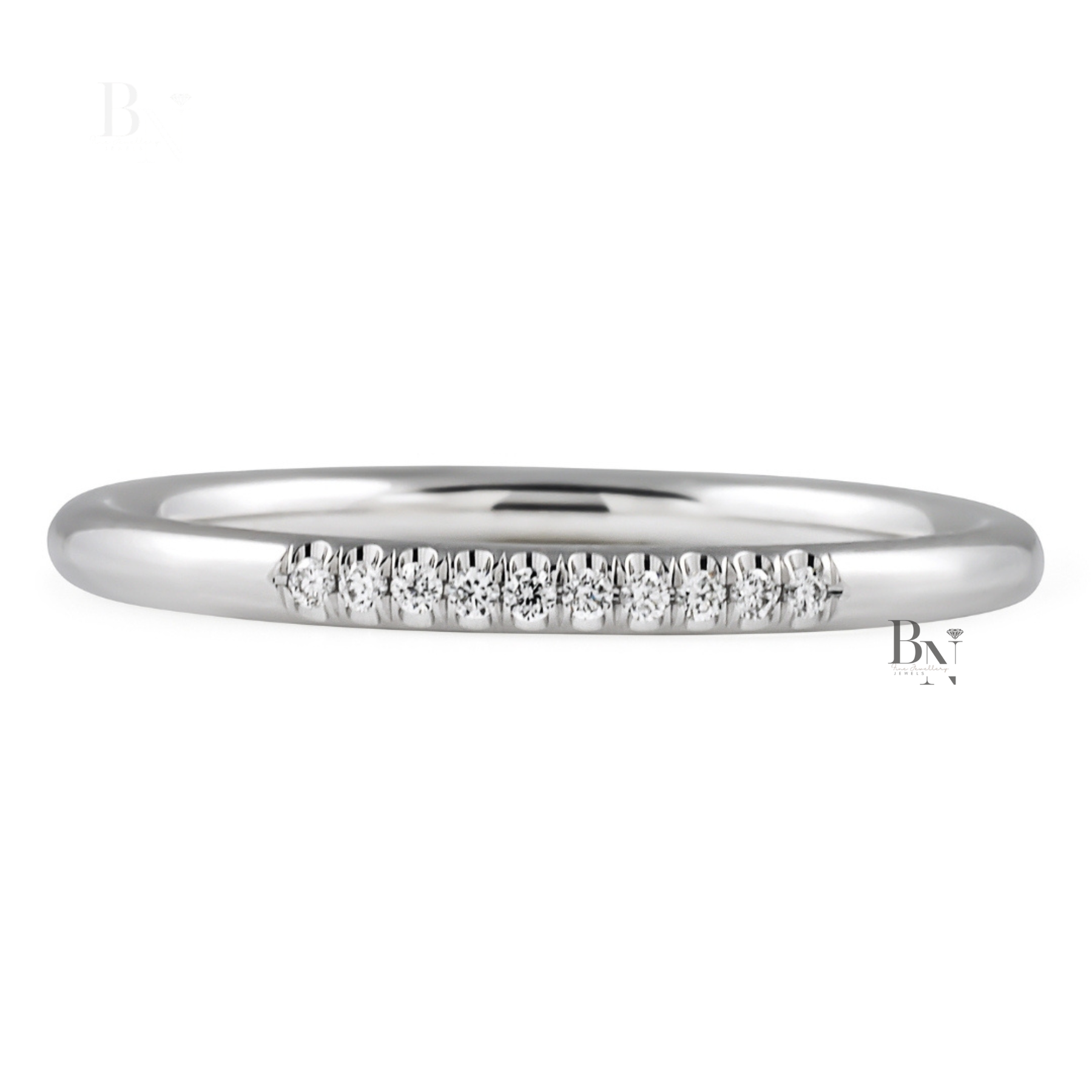 0.15CTW Lab Diamond Partial Pave Band, Minimalist 1.8mm Wedding Ring, Dainty Gold Stacking Ring