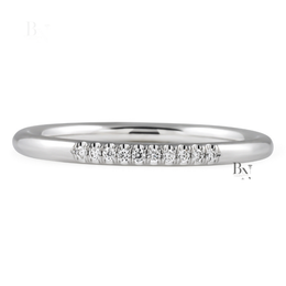 0.15CTW Lab Diamond Partial Pave Band, Minimalist 1.8mm Wedding Ring, Dainty Gold Stacking Ring
