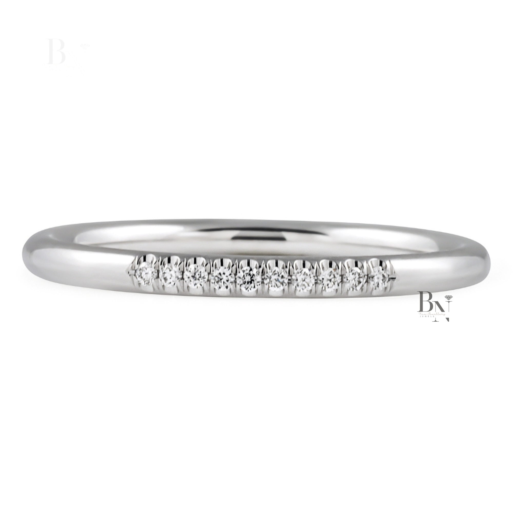 0.15CTW Lab Diamond Partial Pave Band, Minimalist 1.8mm Wedding Ring, Dainty Gold Stacking Ring