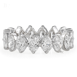 Oval Lab Diamond Eternity Band, 3.30 CTW Compass Prong Wedding Ring, 14K Gold Bridal Stacking Ring