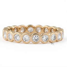 Bezel Set Lab Diamond Eternity Band, Full Round Cut Wedding Ring, 1.15CTW 3.4mm Modern Stacking Band