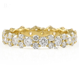 Round Brilliant Cut Lab Diamond Cluster Band, 1.87 CTW Full Eternity Wedding Ring, Solid Gold