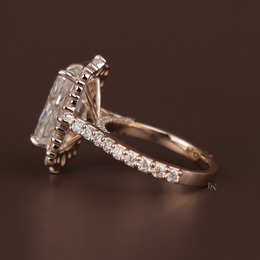 3.5ct Radiant Cut Lab Grown Diamond Engagement Ring | Hidden Halo Rose Gold Bridal Ring 14K