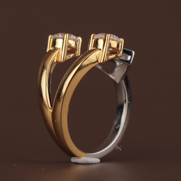 Toi et Moi Lab Grown Diamond Ring | Princess Round Brilliant Bypass 14K Two Tone Gold