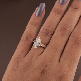 2ct Marquise Lab Grown Diamond Engagement Ring | Vintage Deco Filigree Hidden Halo 14K Rose Gold