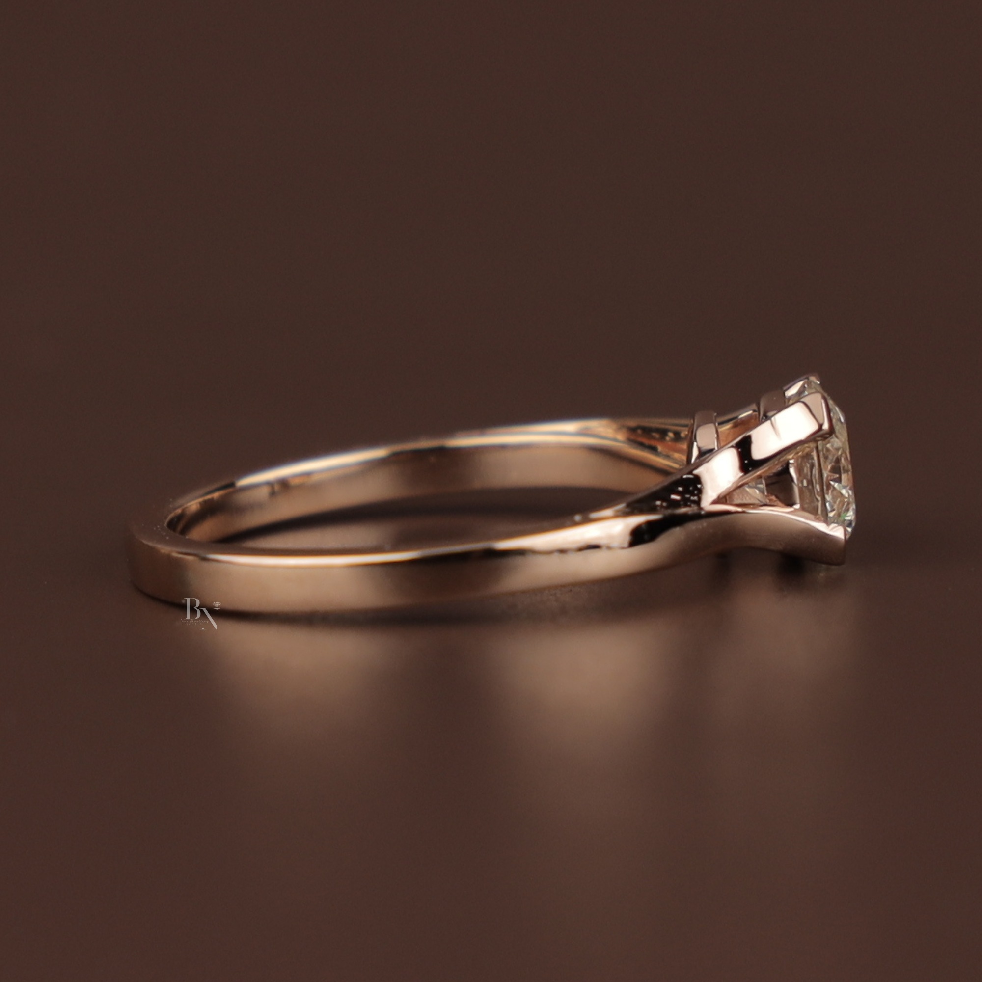 Round Brilliant Cut Lab Grown Diamond Engagement Ring | Bypass Solitaire Setting | 14K Yellow Gold | IGI Certified | Minimalist Bridal Ring