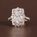 3.5ct Radiant Cut Lab Grown Diamond Engagement Ring | Hidden Halo Rose Gold Bridal Ring | 14K Rose Gold Pave Band | Type IIa Promise Ring