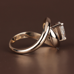 3ct Pear Cut Lab Grown Diamond Engagement Ring | Unique Swirl Bypass Solitaire 14K Gold