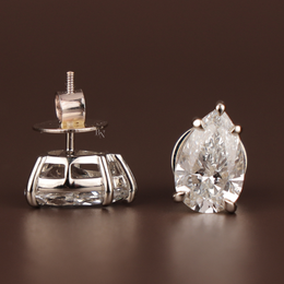 Pear Lab Grown Diamond Stud Earrings | Minimalist Solitaire 14K White Gold