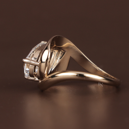 3ct Pear Cut Lab Grown Diamond Engagement Ring | Unique Swirl Bypass Solitaire 14K Gold