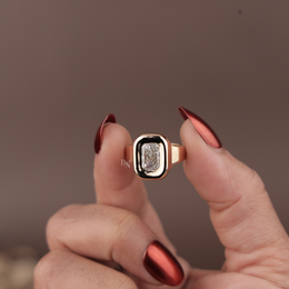 2ct Radiant Cut Lab Grown Diamond Engagement Ring | Bezel Set Signet 14K Yellow Gold