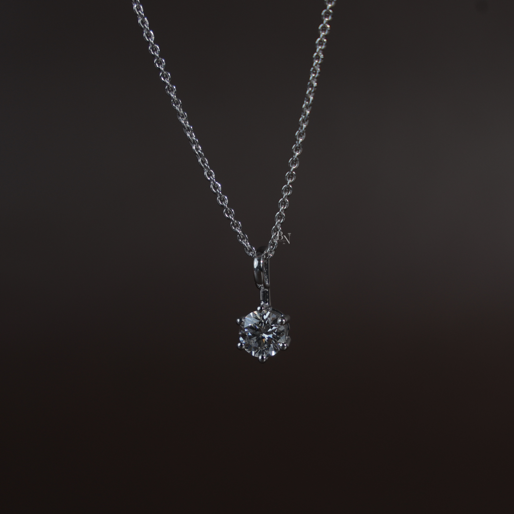 Round Brilliant Cut Lab Grown Diamond Necklace | 14K White Gold Solitaire Pendant | Minimalist Bridal Jewelry | Ethical Diamond Gift