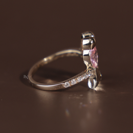 Pink Diamond Toi et Moi Bird Ring | Pear Cut Pink Lab Grown Diamond 14K Gold