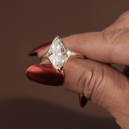 2.5ct Marquise Lab Grown Diamond Engagement Ring | Bezel Set Solitaire 14K Yellow Gold