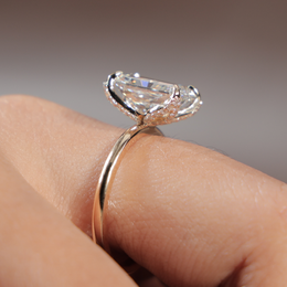 3.5ct Radiant Cut Lab Grown Diamond Engagement Ring | Hidden Halo Pavé Bridge 14K Yellow Gold