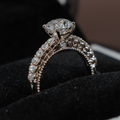 2ct Round Brilliant Lab Grown Diamond Engagement Ring | 14K Rose Gold Filigree Gallery | Pavé Diamond Band | Milgrain Vintage Bridal Ring