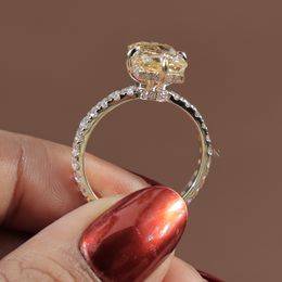 3.5ct Fancy Yellow Radiant Cut Lab Grown Diamond Engagement Ring | Solitaire 14K Gold