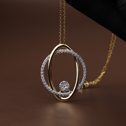 1.50ctw Oval Lab Grown Diamond Necklace Set | Interlocking Circle Pendant 14K Gold