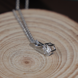 Round Brilliant Lab Grown Diamond Necklace | Minimalist Solitaire Pendant 14K White Gold