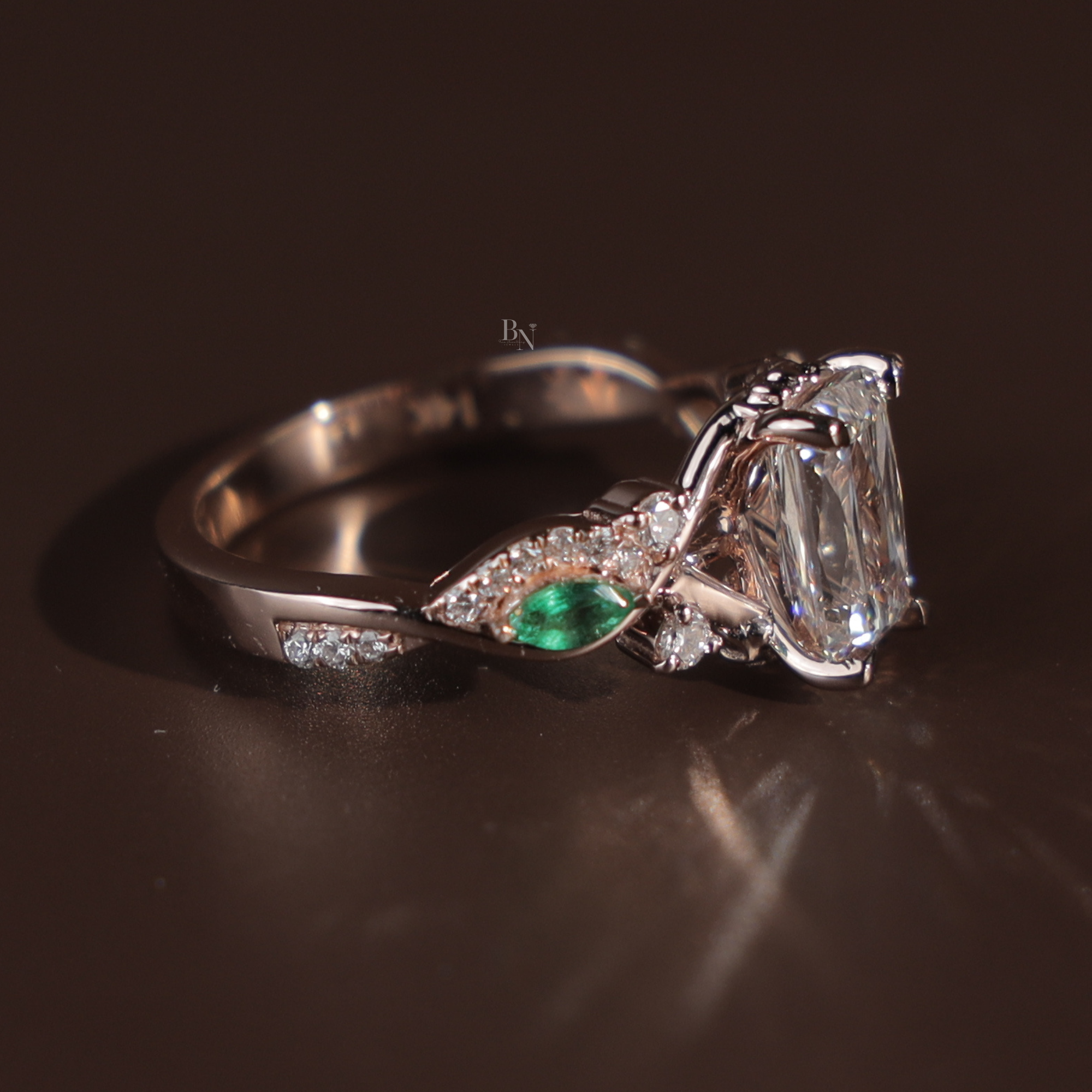 1.5ct Ashoka Cut Lab Diamond Engagement Ring | Hidden Halo Rose Gold Vine Band | Crushed Ice Radiant | IGI Certified | Unique Bridal Ring