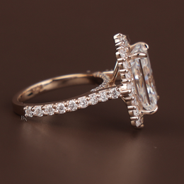 3.5ct Radiant Cut Lab Grown Diamond Engagement Ring | Hidden Halo Rose Gold Bridal Ring 14K