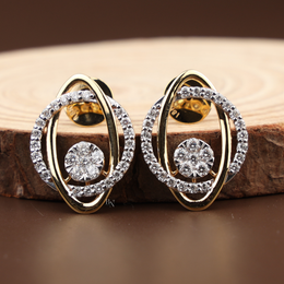 Orbit Stud Earrings | Abstract Cluster Modern Interlocking Oval 14K Gold