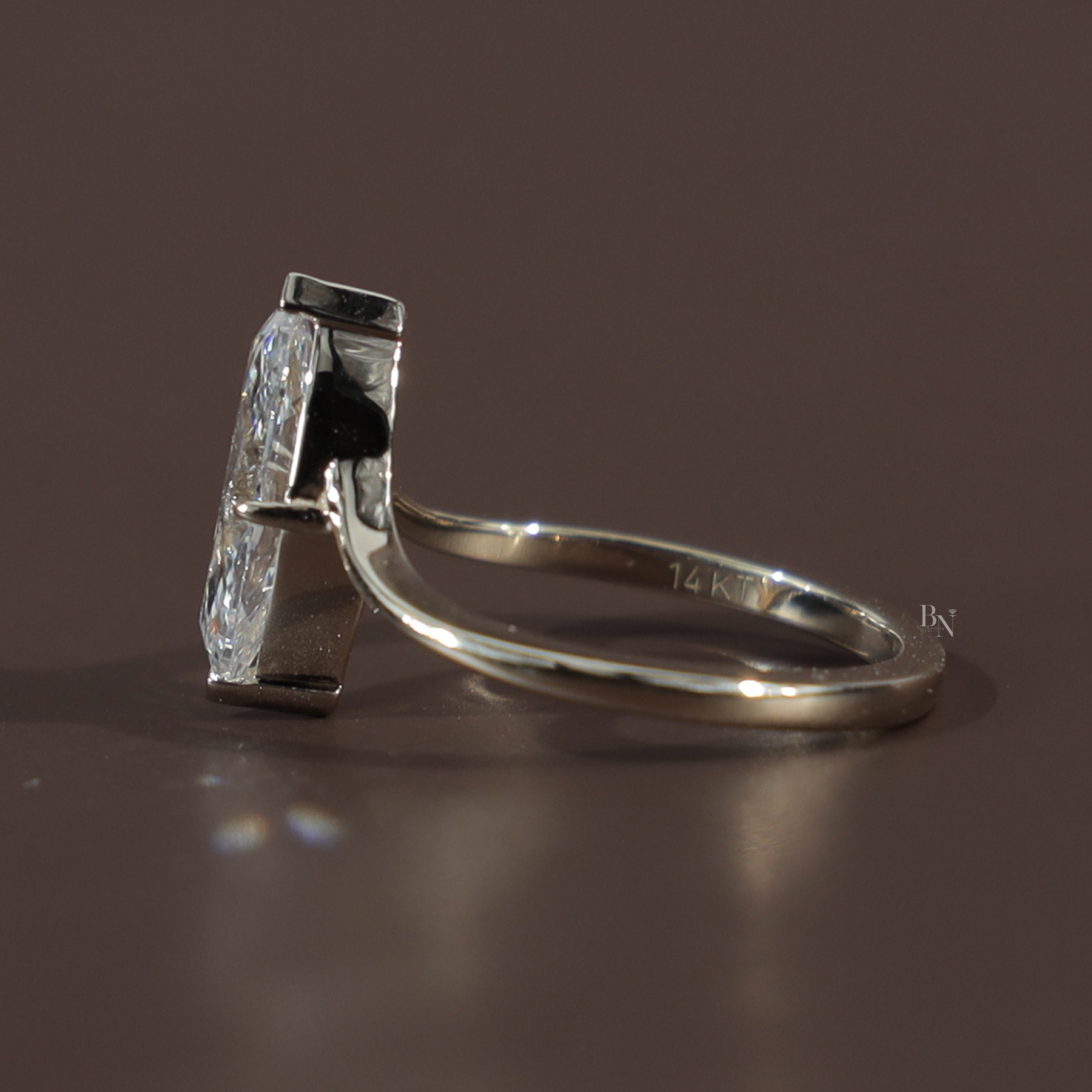 1.5ct Marquise Lab Grown Diamond Engagement Ring | Hidden Halo Solitaire 14K Gold