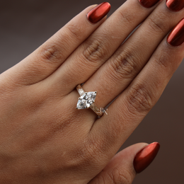 2ct Marquise Lab Grown Diamond Engagement Ring | Vintage Engraved Art Deco Solitaire 14K Gold