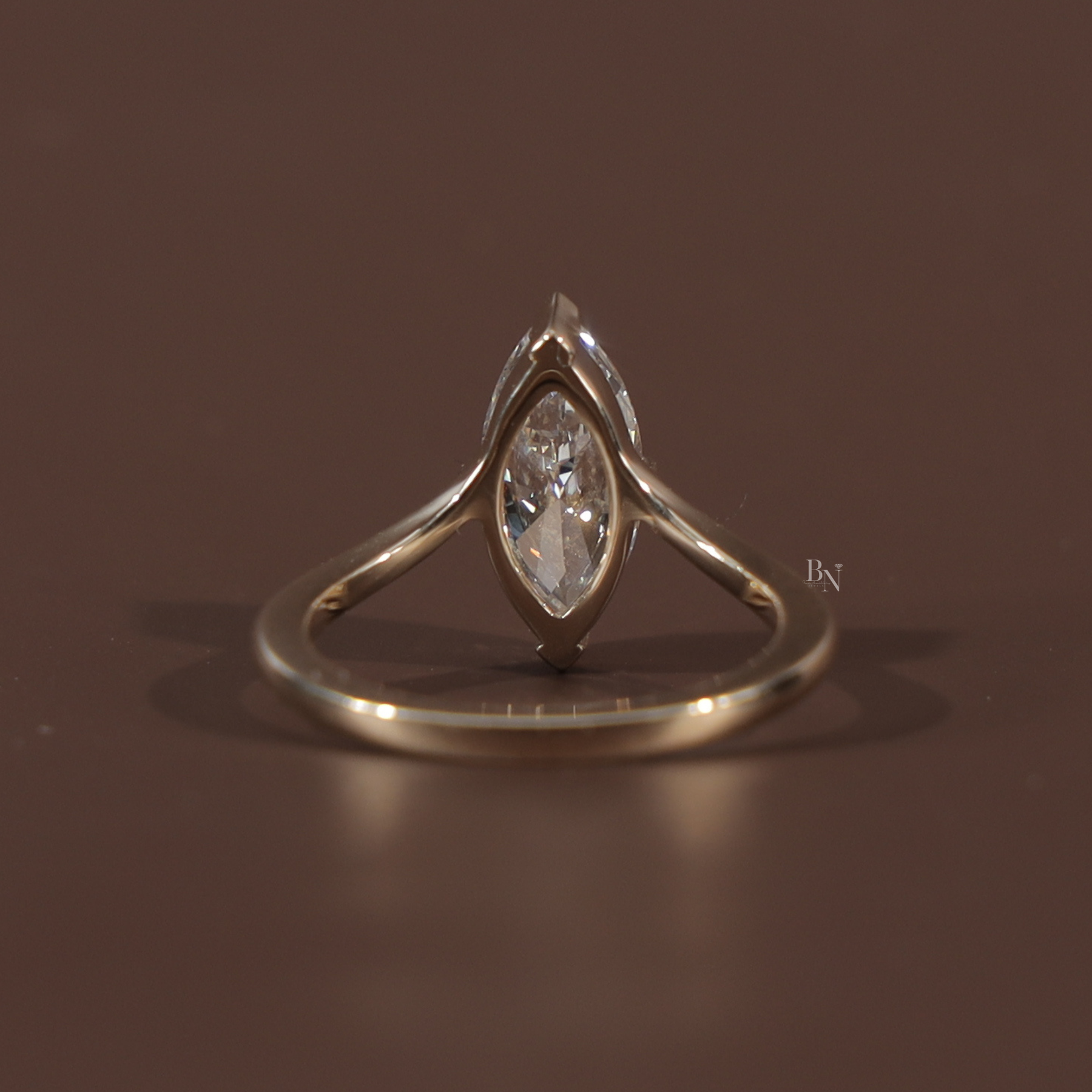 1.5ct Marquise Lab Grown Diamond Engagement Ring | Hidden Halo Solitaire 14K Gold