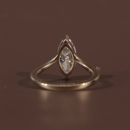 1.5ct Marquise Lab Grown Diamond Engagement Ring | Hidden Halo Solitaire 14K Gold