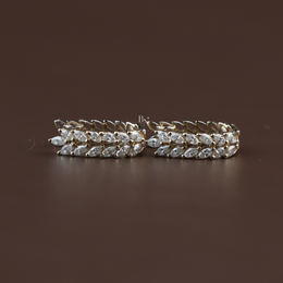 Marquise Lab Grown Diamond Vine Leaf Hoop Earrings | Huggie Hoops 14K Yellow Gold