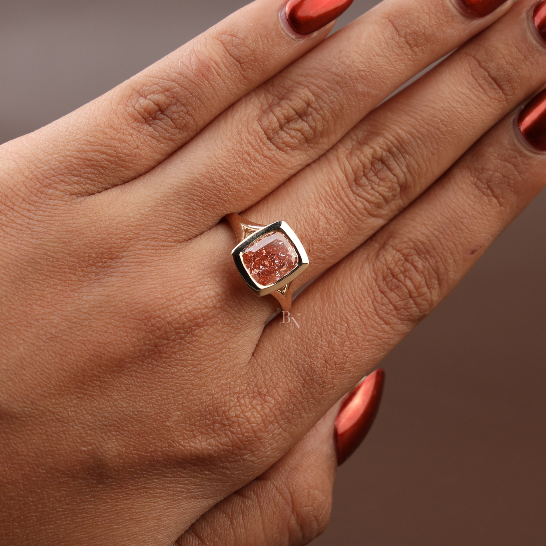 3ct Fancy Pink Cushion Lab Grown Diamond Engagement Ring | Solitaire 14K Gold