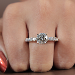 2ct Round Brilliant Lab Grown Diamond Engagement Ring | Filigree Gallery Pavé Milgrain Vintage 14K Rose Gold