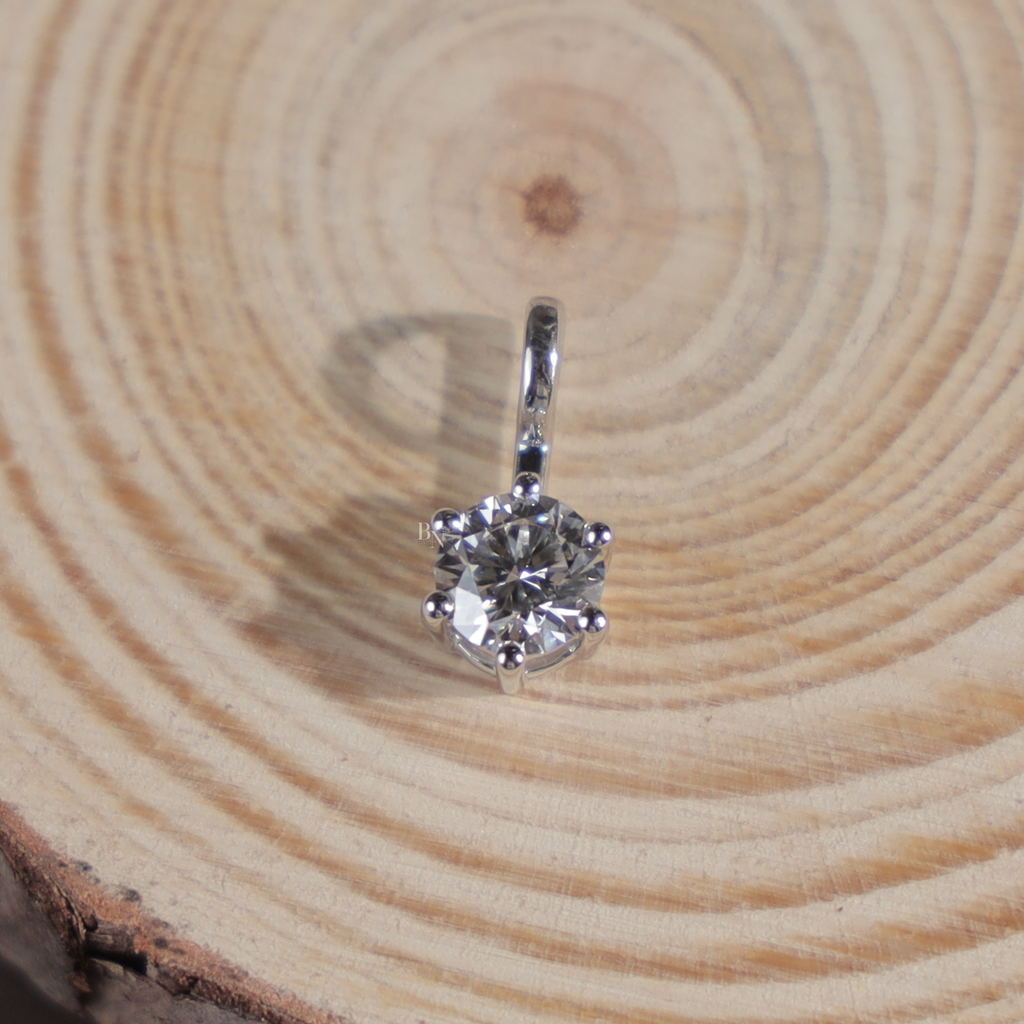 Round Brilliant Cut Lab Grown Diamond Necklace | 14K White Gold Solitaire Pendant | Minimalist Bridal Jewelry | Ethical Diamond Gift