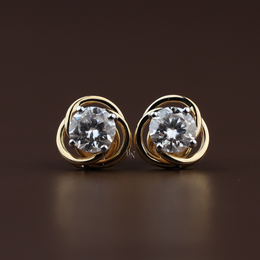 2ctw Round Lab Grown Diamond Stud Earrings | Swirl Gold Halo Studs 14K Gold