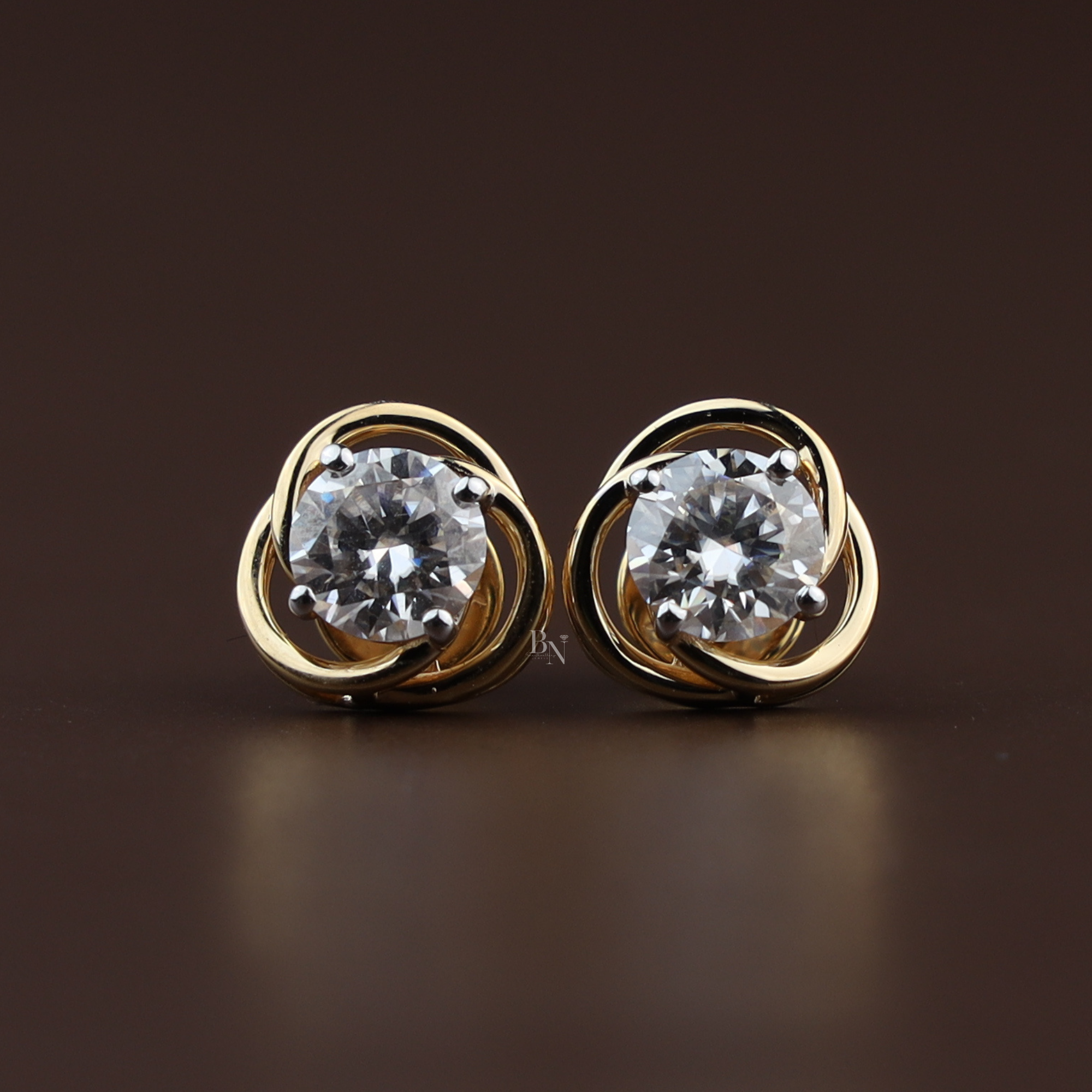 2ctw Round Lab Diamond Stud Earrings | Swirl Gold Halo Studs | Ethical Fine Jewelry | Minimalist Everyday Luxury | Anniversary Gift