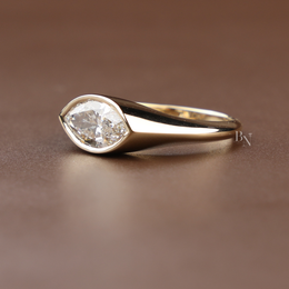 1.25ct Marquise Lab Grown Diamond Engagement Ring | East West Bezel Set Solitaire 14K Gold