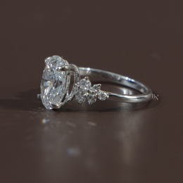2ct Oval Lab Grown Diamond Engagement Ring | Cluster Setting 14K White Gold