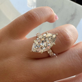 5ct Marquise Moissanite Engagement Ring | Brilliant Fire Hidden Halo Pave | 14K White Gold Wedding Ring |  Marquise Anniversary Gift