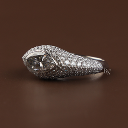2ct Marquise Lab Grown Diamond Engagement Ring | Hidden Halo Pavé Band 14K White Gold