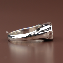 3ct Oval Lab Grown Diamond Engagement Ring | Molten Bezel Heavy Signet Asymmetric 14K Platinum