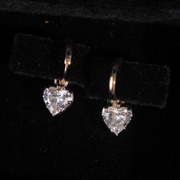3ct Heart Cut Lab Grown Diamond Earrings | Hidden Halo Hoops 18K Yellow Gold