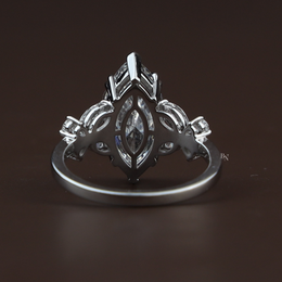3.50ct Marquise Lab Grown Diamond Engagement Ring | Butterfly Side Stones V-Prong 14K White Gold