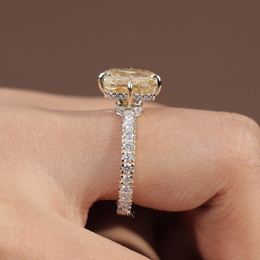 3.5ct Fancy Yellow Radiant Cut Lab Grown Diamond Engagement Ring | Solitaire 14K Gold