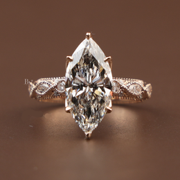 3ct Marquise Lab Grown Diamond Engagement Ring | Vintage Twisted Vine Band 14K Rose Gold