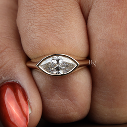 1.25ct Marquise Lab Grown Diamond Engagement Ring | East West Bezel Set Solitaire 14K Gold