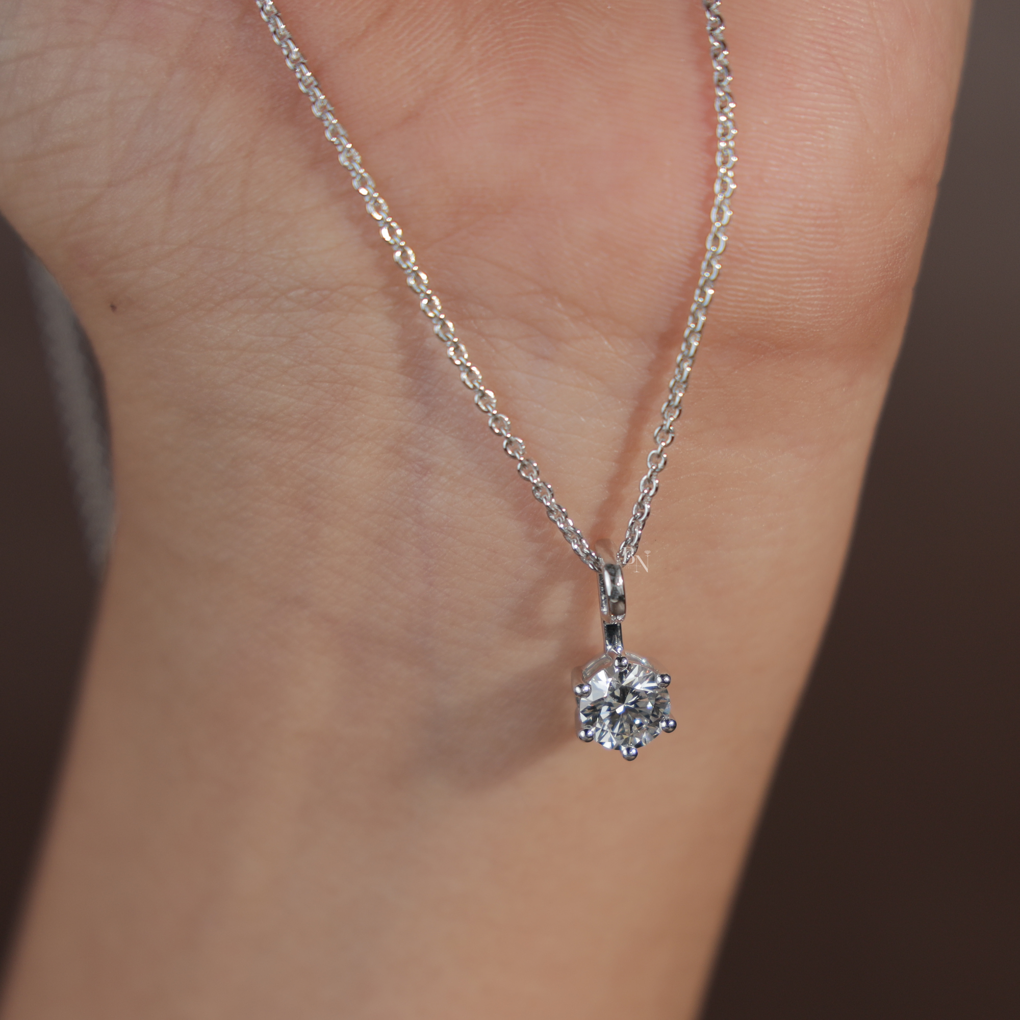 Round Brilliant Cut Lab Grown Diamond Necklace | 14K White Gold Solitaire Pendant | Minimalist Bridal Jewelry | Ethical Diamond Gift