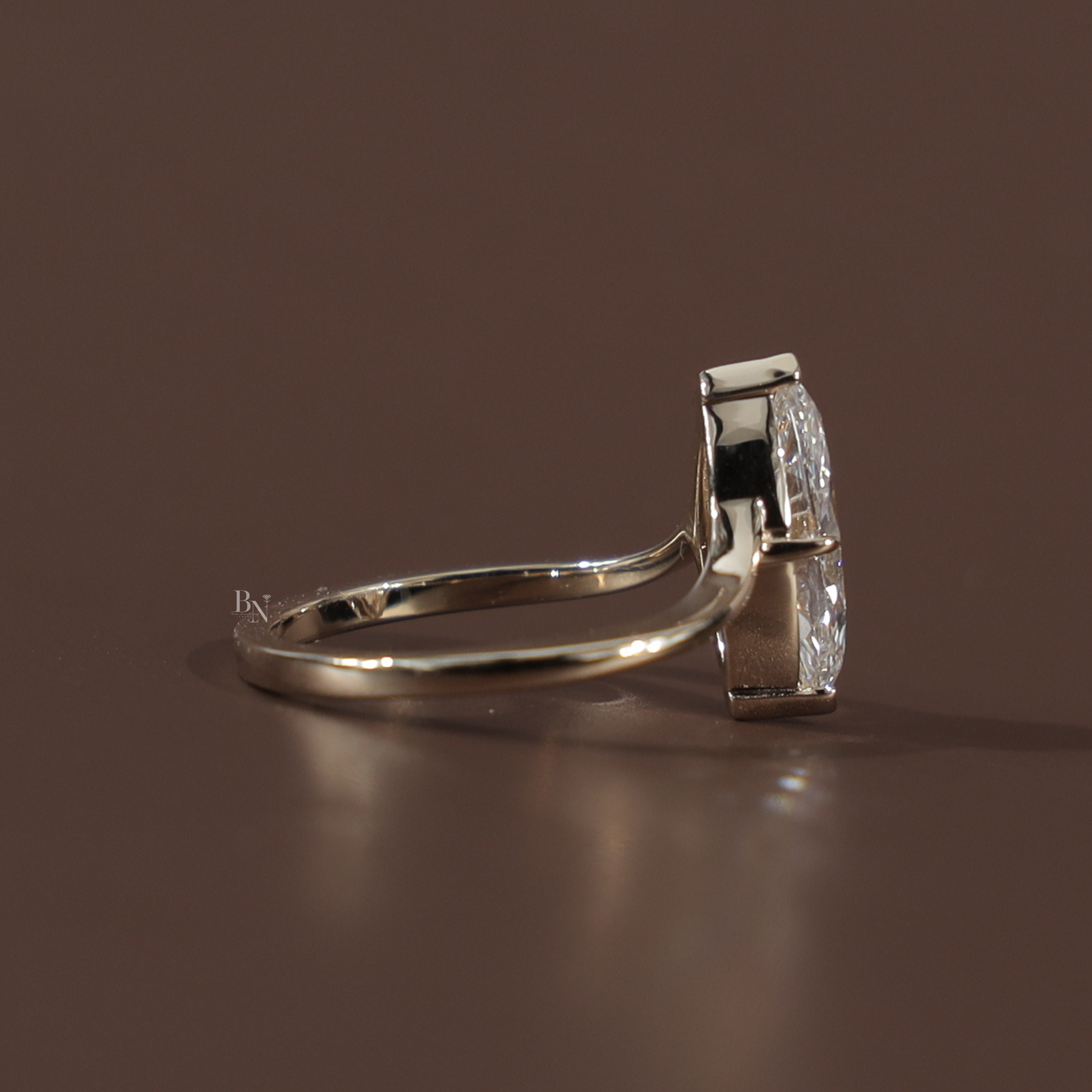 1.5ct Marquise Lab Grown Diamond Engagement Ring | Hidden Halo Solitaire 14K Gold