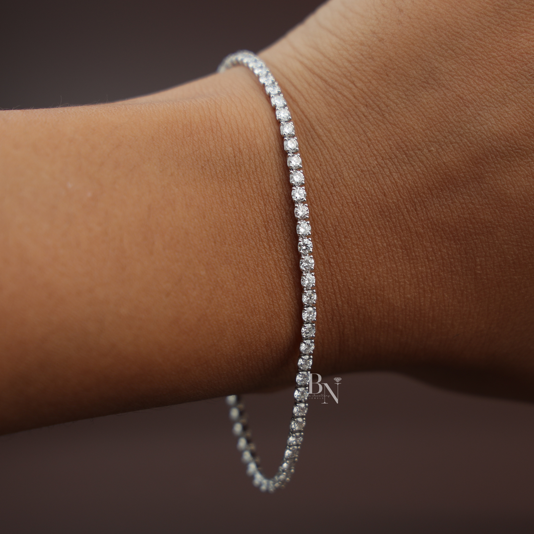 4ctw Round Lab Grown Diamond Tennis Bracelet | Classic Inline 14K White Gold