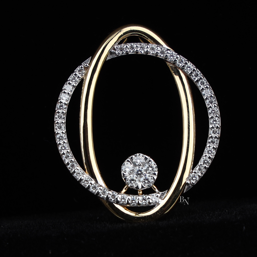1.50ctw Oval Lab Grown Diamond Necklace Set | 14K Gold Interlocking Circle Pendant | Diamond Halo Earrings | Anniversary Gift (ONLY PENDANT)